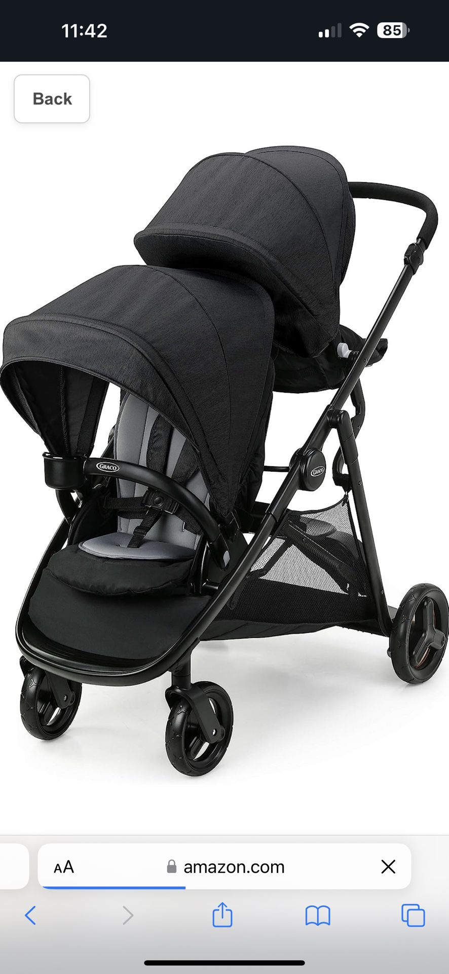 Graco 2.0 Double Stroller With Infant Car seat 