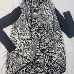 3 Sisters Women's Aztec Cardigan Open Front Asymmetrical Cotton/Acrylic Size M/L