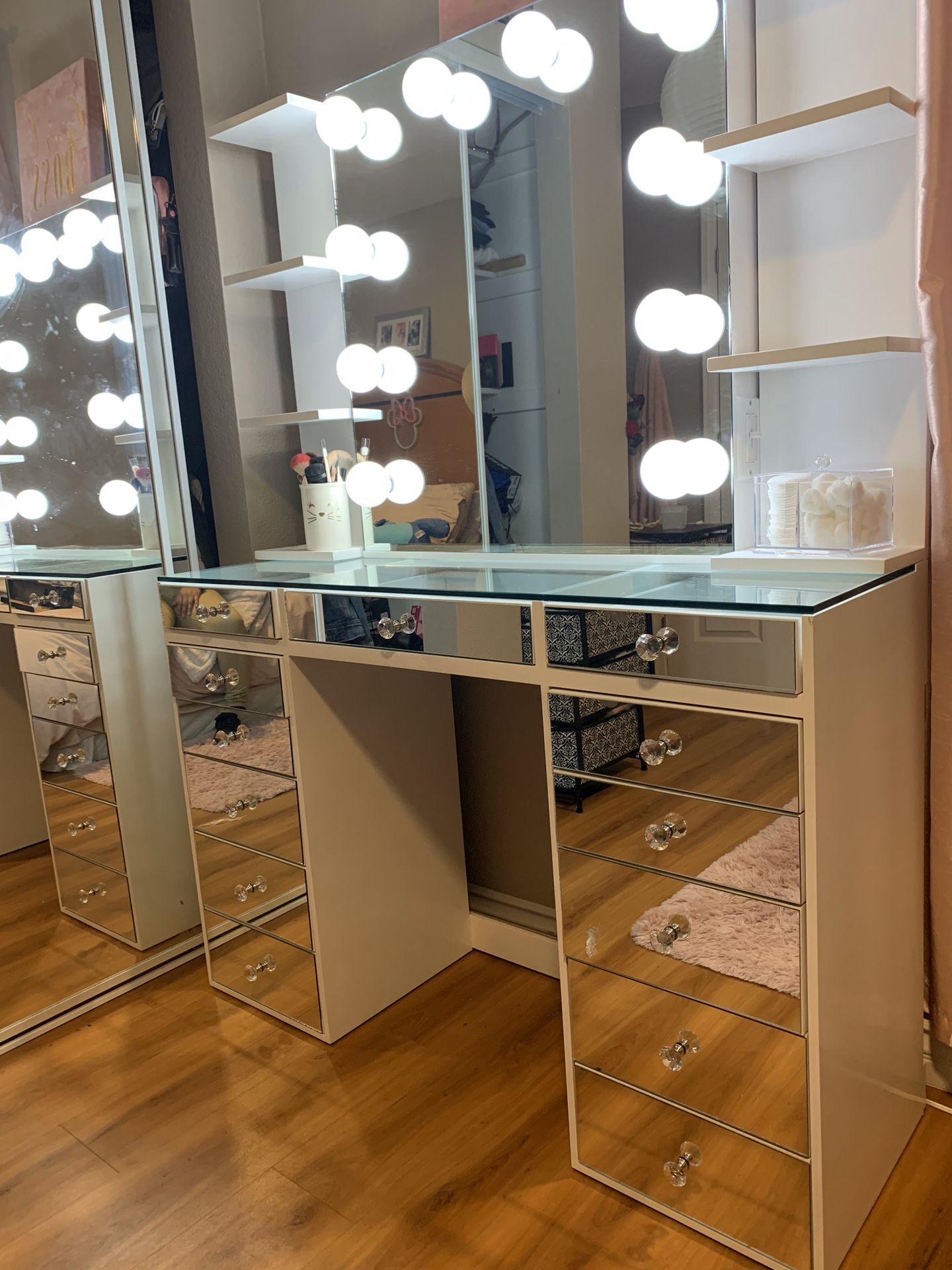 New Makeup Vanity dresser with mirror and shelves Slay Station Not Impressions