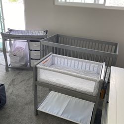 Crib and mattress, Changing Table and Bassinet , Will Sell Separate 