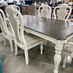Farmhouse Dining Table Set With 6 Chairs ((CLEARANCE SALE))