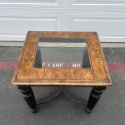 Wooden Glass-Top Side Table