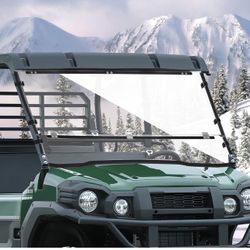 Heavy Duty Anti-Scratch Mule Pro Flip Down Windshield Compatible with 2015-2024 Kawasaki Mule Pro FXT / FX / DXT / DX Fold Window Hard-Coated Polycarb