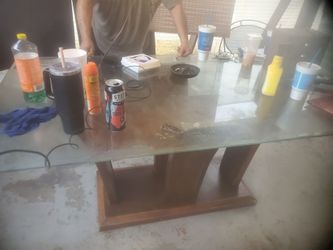 Glass top dinner table
