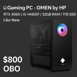 💻 Gaming PC - OMEN by HP - RTX 4060 / i5-14400F / 32GB RAM / 1TB SSD - Like New