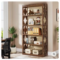 NEW 6-Tier Bookshelf, 70-Inch Wood Bookcase with Storage Shelves