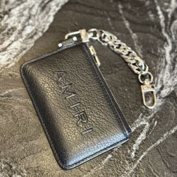 Amiri Black Leather Chain Wallet Black