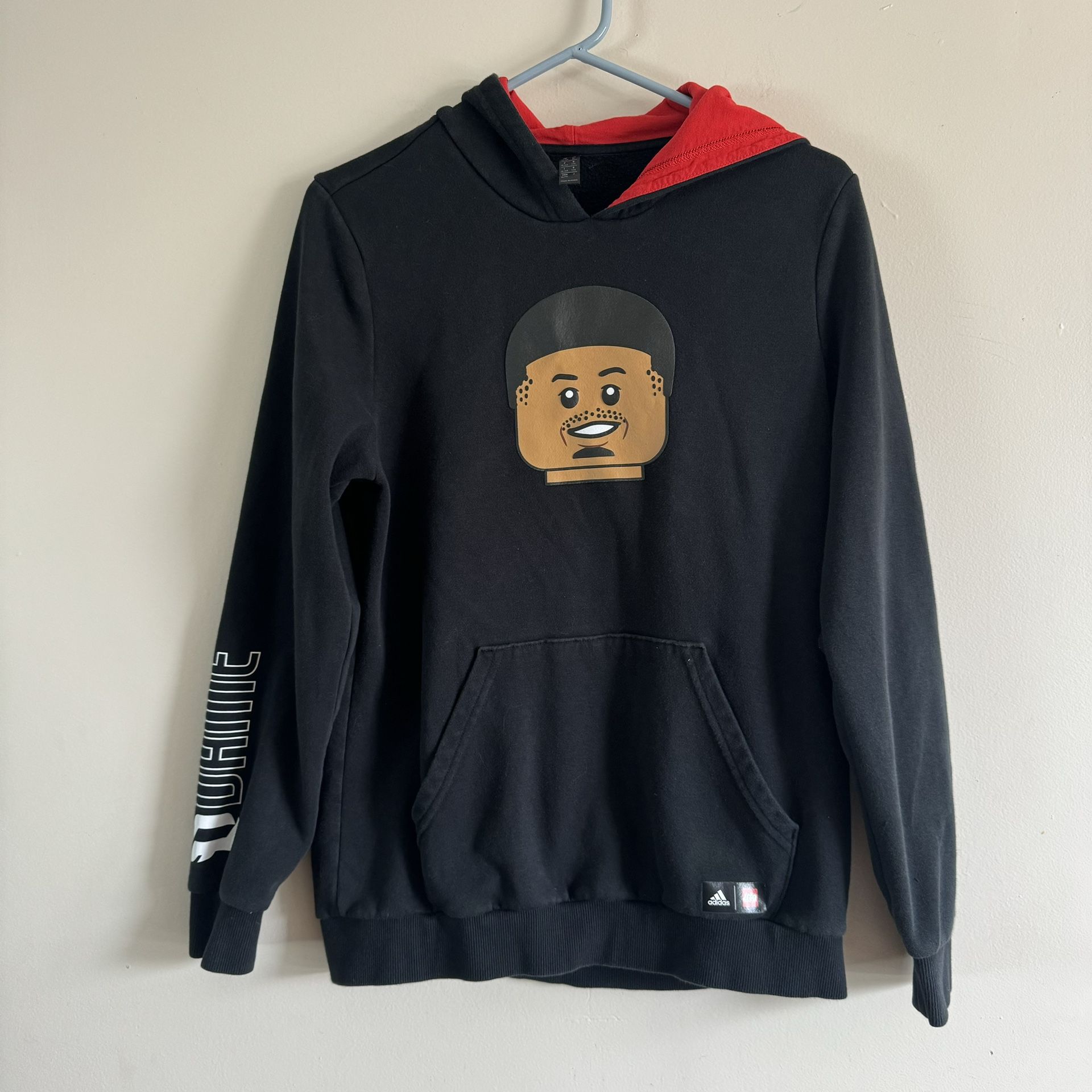Adidas X Lego Damian Lillard Hoodie XL Youth Black Pullover Logo Graphic Pocket