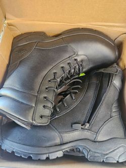 Black Tactical Work Boots with Side Zips size 14