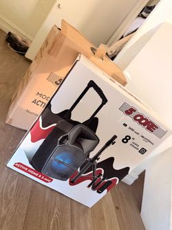 NEW 5 Core Bluetooth PA Party Speakers – 2 Complete Sets w/ Mics & Stands