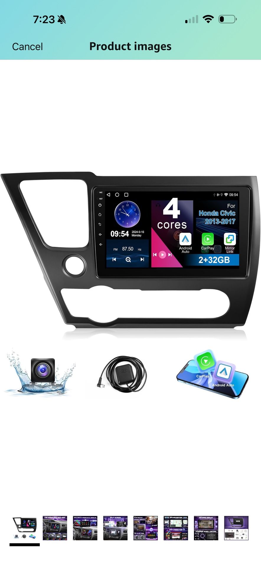 Car Radio for Honda Civic 2013-2017 Stereo with Wireless Carplay Android Auto Leadfan 9'' Touchscreen for Honda Civic Android Radio WiFi GPS Navigatio