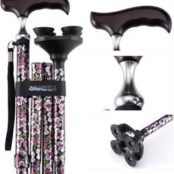 Walking Cane for Women & Men Adjustable Walking Stick,Folding Cane with Beautiful Wooden Handle,Lightweight,Suitable for Arthritis,The Elderly and The