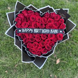 50 Roses Heart Bouquet
