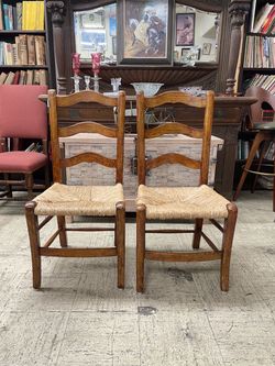 French provincial rush seat chairs