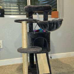 Multi-Level ~36-in Plush Cat Tree & Condo, Deep Grey