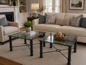 Glass Top Coffee Table Set – Metal Frame Living Room Tables