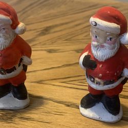 Charismatic Vintage Santa Claus Ceramic Figurine Set of 2 Collectible