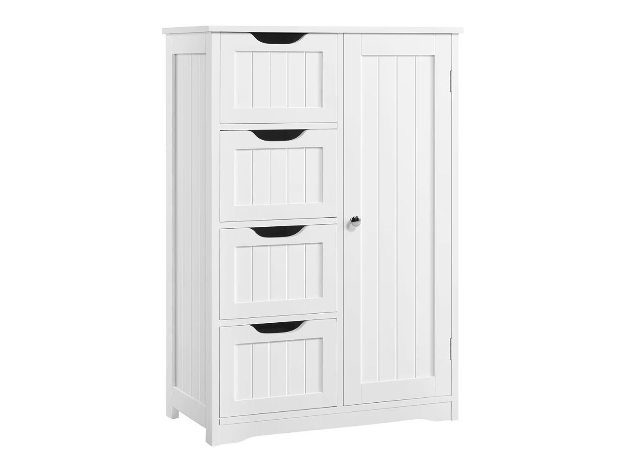 Wooden Floor Cabinet, Side Storage Organizer with 4 Drawers and 1 Cupboard, Freestanding Entryway Storage Unit Console Table, Bathroom Furniture Home 