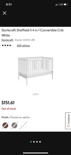 Storkcraft Sheffield II 4 in 1 Convertible Crib White