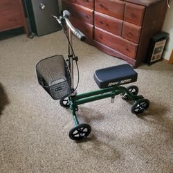 Knee Scooter- Didn't Use.  My House Is Too Small For Turning Around.  Would Be Very Useful For Working Or In a Bigger Area.  