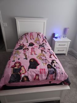 White Dresser, Nightstand, twin bed and mattress