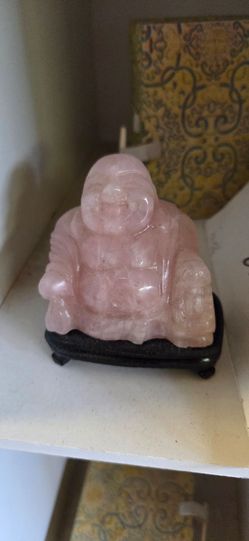 Antique rose quartz Buddha