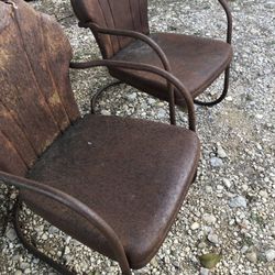 Two Vintage Metal Chairs