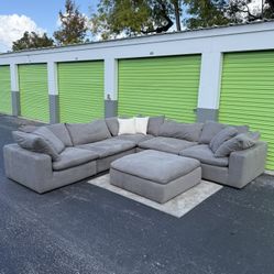 Gray 7-Piece Nixon Cloud Sectional Couch Ottoman Coffee Table 🛋️ 