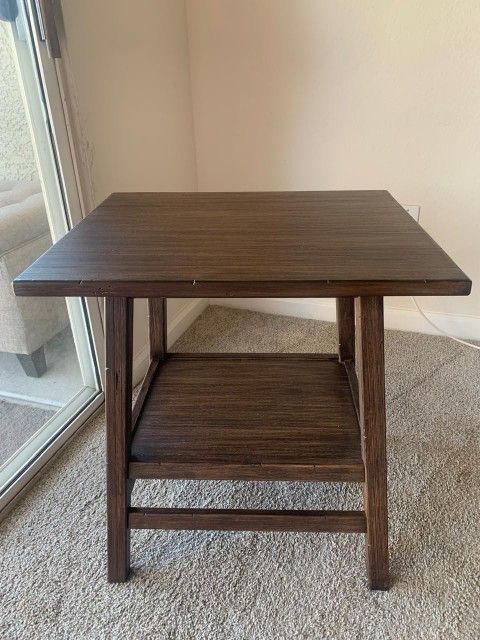 Wooden Side Table With Lower Shelf