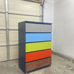 Ikea Malm 6 Drawer Kids Painted Dresser Colorful Clothes Organizer 
