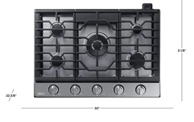 Dacor Transitional 30" Built-In Gas Cooktop with 6 burners and SimmerSear, Liquid Propane Convertible - Silver Stainless Steel 