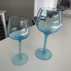 Two  Blue Candle Holders