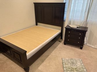 Queen bed frame with night stand