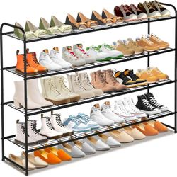 4-Tier Metal Shoe Rack / Organizer (Black, holds ~30 pairs)

