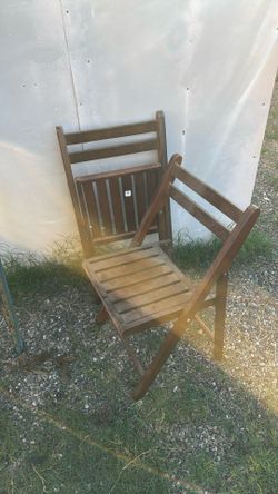 Two Folding Wooden Chairs 