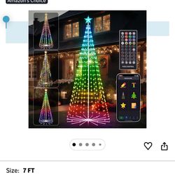 7 FT Outdoor Christmas Tree,Smart APP Remote Control RGB Color Changing DIY Timer LED Christmas Tree for Indoor Outdoor Decorations (7FT)