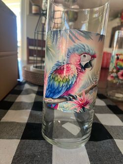 Glass parrot vases