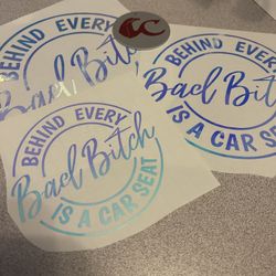 Sarcastic Funny, Mothers Day Decal, Behind Every Bad * Car Seat |Trendy Mom Decal Sticker