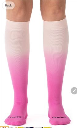 Comrad Knee-High Compression Socks featuring a berry-to-white ombre design.