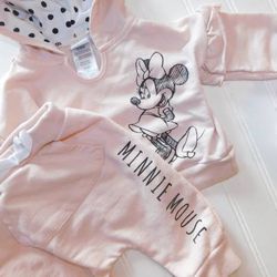 Disney Baby Girls 3-6M Pink Hooded 2 pc Outfit