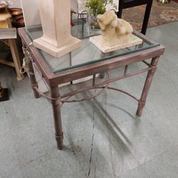 Metal Framed Glass Top End Table