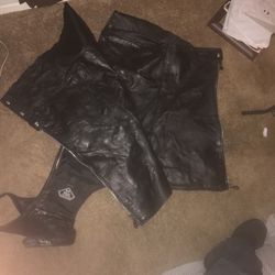 Diamond Plate Buffalo Leather Motorcycle Chaps