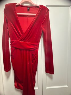 Red Velvet Ruched Cocktail Dress
