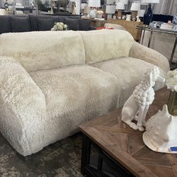 90” New Natural Faux Fur Sofa Delivery Available