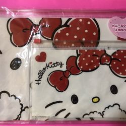 Hello Kitty (Sanrio) Flat ZIP Storage Pouches (2 pieces)