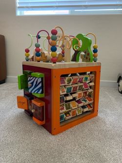 Wooden Activity Cube with Bead Maze and ABC Blocks