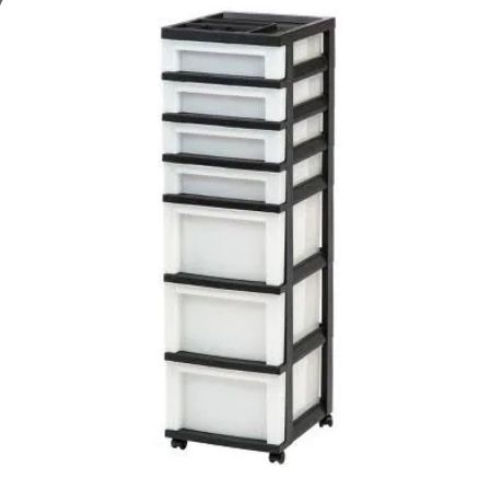 7-drawer Black Plastic Chest Organizer