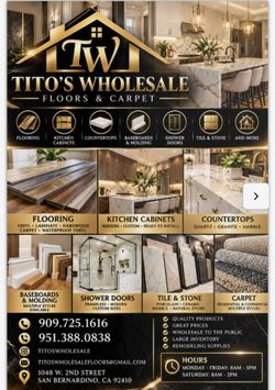 Huge Selection Of Flooring, Baseboards, Kitchen Cabinets And Counter Tops