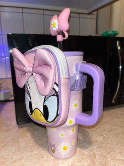 Daisy Duck 30oz stainless steel travel tumbler with zip case