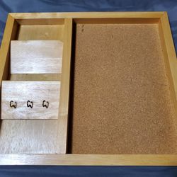 Wall Mounted Wooden Cork Board with Key Hooks and Mail Slots